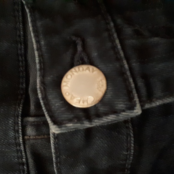 Cheap Monday blue snap back jeans sz 27 mid rise - Picture 2 of 8